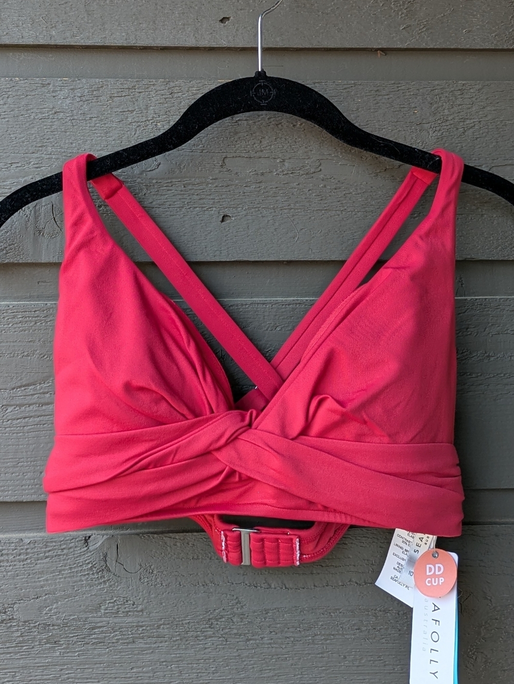 NWT Seafolly DD Double Wrap Front Bra Red Rouge US Size 6 Swim Top